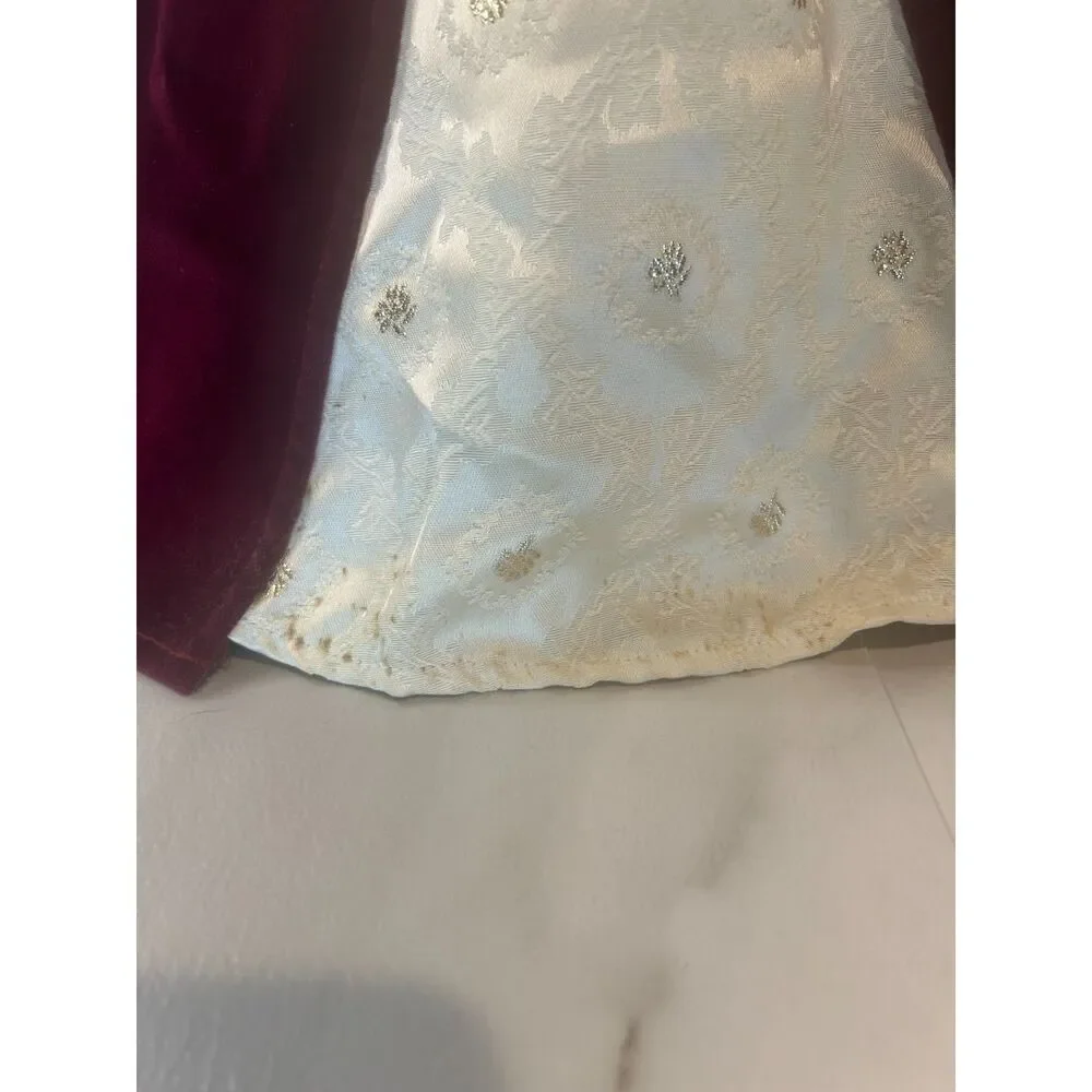 Queen Mary Porcelain Doll 19 Inch Burgundy Dress Repaired Foot